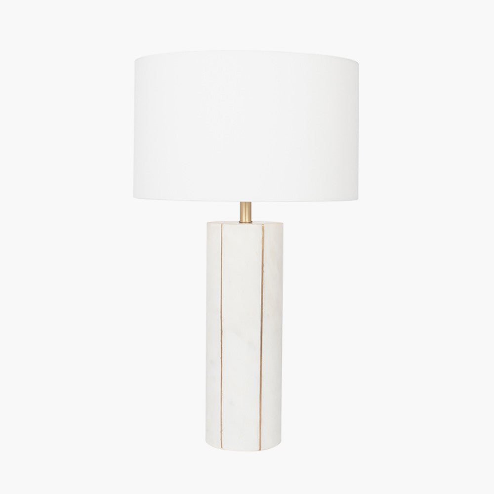 Venetia White Marble & Gold Metal Tall Table Lamp